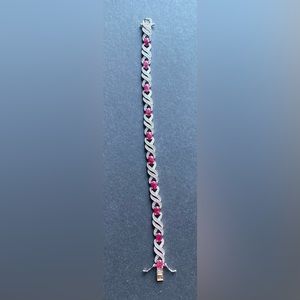 Genuine 5.0 ct Ruby and Diamond Accent Bracelet
